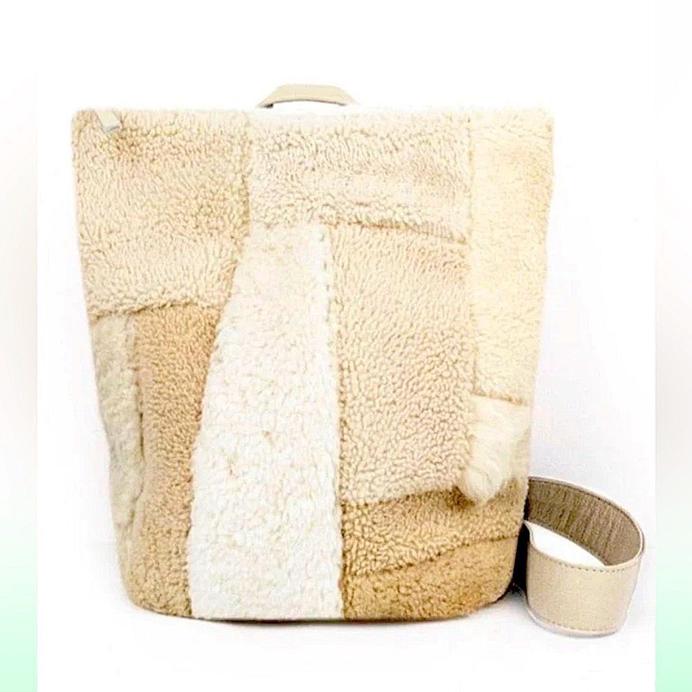 Primecut Shearling Shapes Patchwork Sling Bag NWT